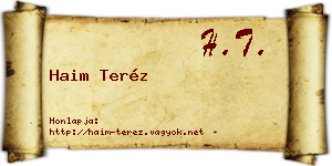 Haim Teréz névjegykártya